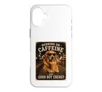 Custodia per iPhone 16 Plus In esecuzione Su Caffeina E Good Boy Energia Golden Retriever Des