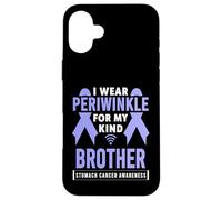 Custodia per iPhone 16 Plus Indosso la pervinca per la consapevolezza del cancro allo stomaco di mio fratello