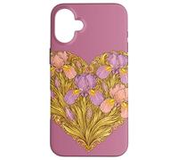 Custodia per iPhone 16 Plus Iris Cuore Floreale Primavera Love Art