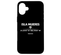 Custodia per iPhone 16 Plus Isla Mujeres Messico Coordinates Island Travel Design