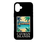 Custodia per iPhone 16 Plus Isole Cayman Caraibi Spiaggia Costiera Retro Art