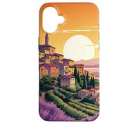 Custodia per iPhone 16 Plus Italiano Estate Tramonto Toscana Villaggio Lofi Paesaggio