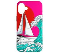 Custodia per iPhone 16 Plus Japanese Wave Sailboat Sailing Boating Club Sailor