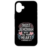 Custodia per iPhone 16 Plus Jehovah's Witness Trust Jehovah Heart Proverbs 3:5 JW ORG JW