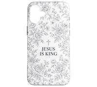 Custodia per iPhone 16 Plus Jesus Is King Cristiano Fede Croce Floreale Preghiera Donne