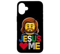 Custodia per iPhone 16 Plus Jesus Loves Me Builder Costruire Mattoni Blocchi Dio Cristiano
