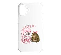 Custodia per iPhone 16 Plus Jesus Thinks I'm A Delight Funny Toad Cute Christian Faith