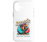 Custodia per iPhone 16 Plus Jurassic Joy Baby Dinosaur Big Heart Cute Dino Art