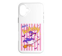 Custodia per iPhone 16 Plus Just a Witchy Goose Scopa volante Halloween