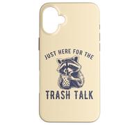 Custodia per iPhone 16 Plus Just Here for the Trash Talk Divertente Procione Vintage Sarcastico