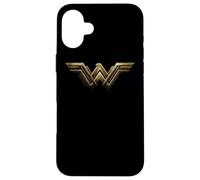 Custodia per iPhone 16 Plus Justice League Movie Wonder Woman Logo: Black Background
