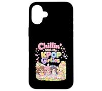 Custodia per iPhone 16 Plus Kawaii Chibi Pasqua Chillin Con Il Mio Kpop Girlies Bunny Girls