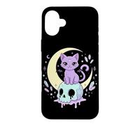 Custodia per iPhone 16 Plus Kawaii Goth Cat Skull Anime Manga Horror Raccapricciante Pastel Goth
