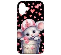 Custodia per iPhone 16 Plus Kawaii Mouse In Valentines Basket For Girls Cute Heart