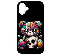 Custodia per iPhone 16 Plus Kawaii Pastel Goth Teddy Tee - Carino Creepy Skull Anime Bear