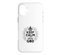 Custodia per iPhone 16 Plus Keep Calm and Trust God Messaggio cristiano ispiratore