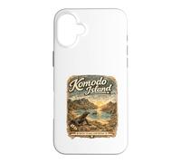 Custodia per iPhone 16 Plus Komodo Dragon Beach Retro Indonesia Viaggio