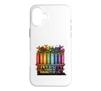 Custodia per iPhone 16 Plus La diversità ci rende bellissimi libri arcobaleno fiori