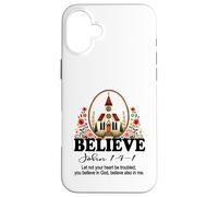 Custodia per iPhone 16 Plus La fede cristiana crede in Cristo Bella chiesa floreale