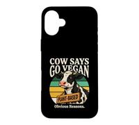 Custodia per iPhone 16 Plus La mucca dice che va vegano a base vegetale ovvi motivi