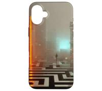 Custodia per iPhone 16 Plus La soglia al neon - Cyberpunk Dystopian City Art