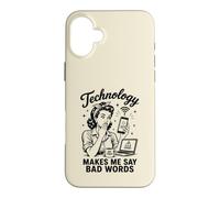 Custodia per iPhone 16 Plus La tecnologia mi fa dire cattive parole divertenti umorismo tecnico