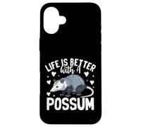 Custodia per iPhone 16 Plus La vita è migliore con un opossum divertente carino amante opossum