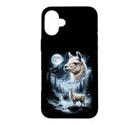 Custodia per iPhone 16 Plus Lama che ulula alla luna anni '90 retrò
