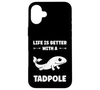 Custodia per iPhone 16 Plus Larva Tadpole quote life is better with a Tadpole