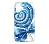 Custodia per iPhone 16 Plus Lecca lecca cuore caramella menta piperita blu