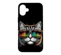 Custodia per iPhone 16 Plus Less Drama More Techno Cat Tee - Occhiali da sole & Beats