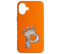 Custodia per iPhone 16 Plus Lettera P iniziale + corona arancione