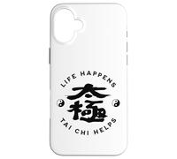 Custodia per iPhone 16 Plus Life Happens Tai Chi aiuta la calligrafia cinese Ying & Yang