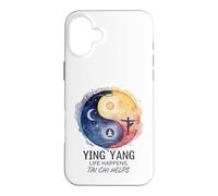 Custodia per iPhone 16 Plus Life Happens Tai Chi aiuta Yin Yang notte e giorno