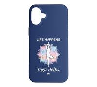 Custodia per iPhone 16 Plus Life Happens Yoga Meditazione aiuta Wellness Lotus Pose 4