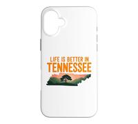 Custodia per iPhone 16 Plus Life Is Better in Tennessee, Scenic TN state outline sunset