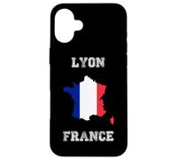 Custodia per iPhone 16 Plus Lione Francia Vintage Bandiera Francia Mappa Design