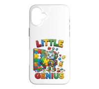 Custodia per iPhone 16 Plus Little Genius Robot Puzzle Builder Design per bambini