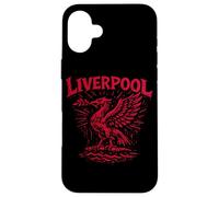 Custodia per iPhone 16 Plus Liverpool England Zine Ink con stampa rossa a forma di uccello con fegato