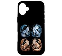 Custodia per iPhone 16 Plus Lupi mistici Ululando Luna Divertente Fantasy Wildlife