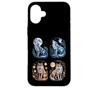 Custodia per iPhone 16 Plus Lupi mistici Ululando Luna Divertente Fantasy Wildlife