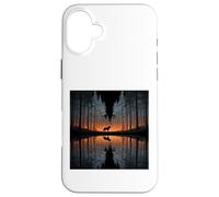 Custodia per iPhone 16 Plus lupo, silhouette, lago, riflessione, su, il, lago