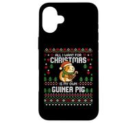 Custodia per iPhone 16 Plus Maglione natalizio Dear Santa Guinea Pigs Christmas Ugly