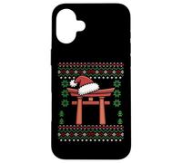 Custodia per iPhone 16 Plus Maglione natalizio Torii Gate Japan Christmas Ugly