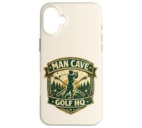 Custodia per iPhone 16 Plus Man Cave Golf Headquarters Vintage Retro Regalo per golfisti