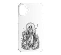 Custodia per iPhone 16 Plus Manannan, linea d'arte celtica del dio celtico delle onde sacre