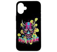 Custodia per iPhone 16 Plus Maschera giapponese Oni Cyberpunk Demone Samurai Streetwear Art