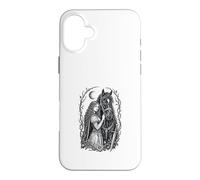 Custodia per iPhone 16 Plus Medieval Maiden Horse Gothic Fantasy Sword Moon Design