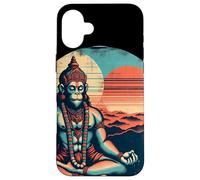 Custodia per iPhone 16 Plus Meditazione Hanuman Vintage Tramonto Empowering Yoga Meditazione