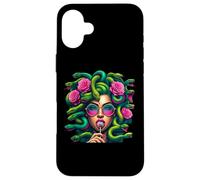 Custodia per iPhone 16 Plus Medusa Snakes Roses Lollipop Floral Greek Mythology